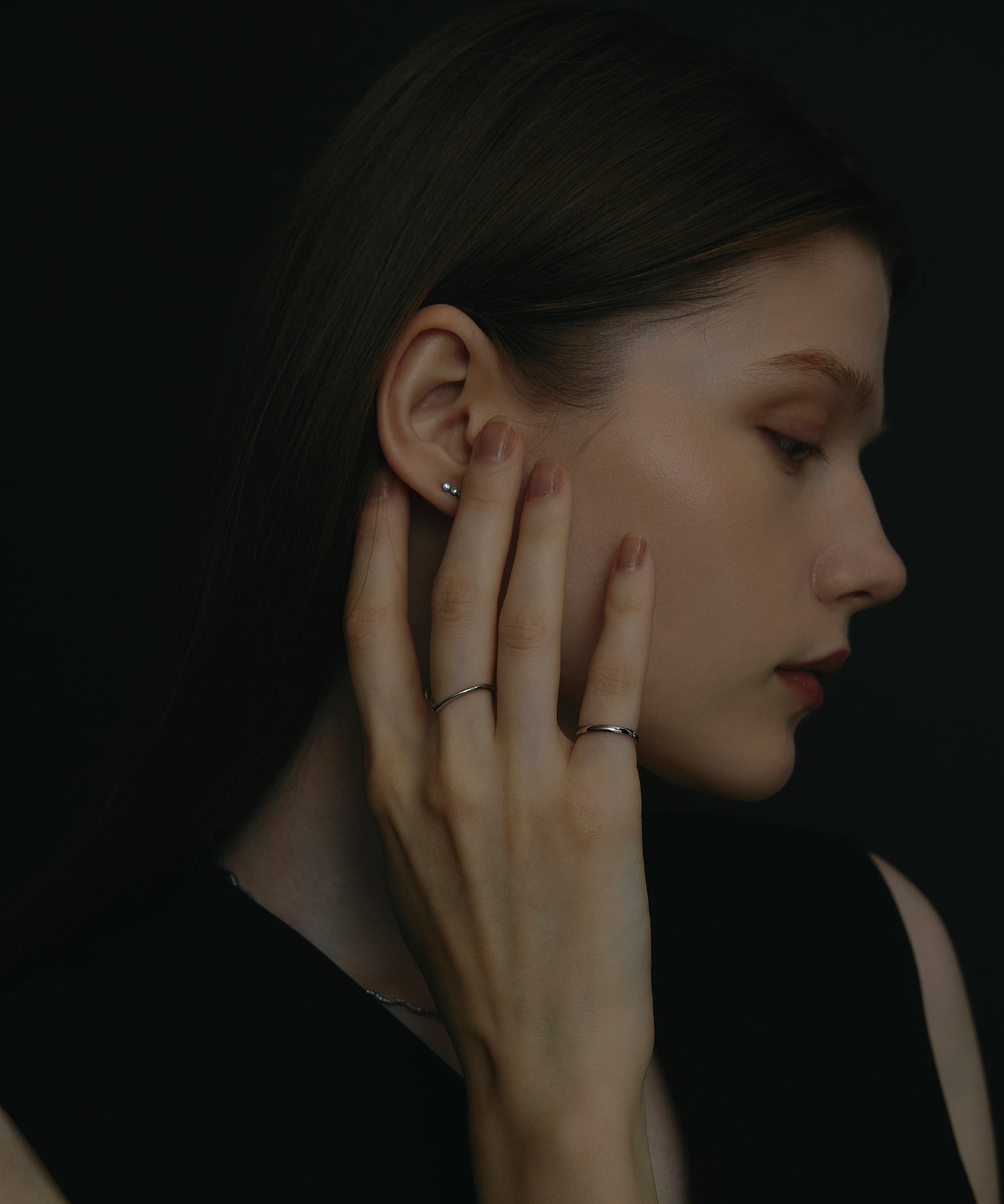 リングルエッジ EBA27031G33 50m ブラウン Sterling Silver 7-Stone CZ Small Hoop Earrings 0.6 inch