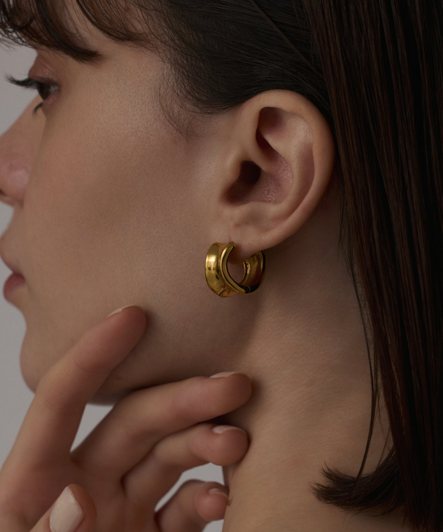 [Gold]Volume curved earrings