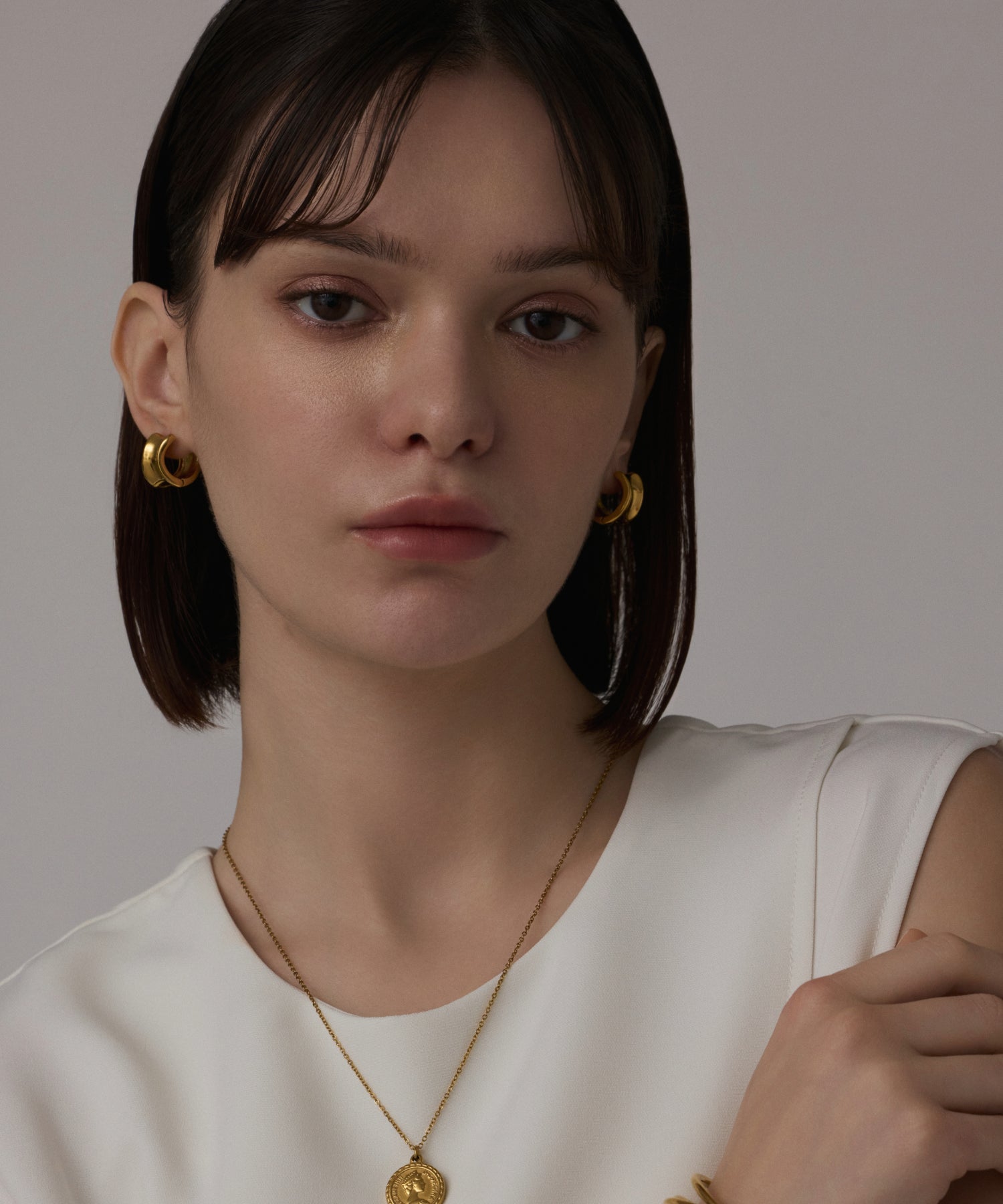 [Gold]Volume curved earrings