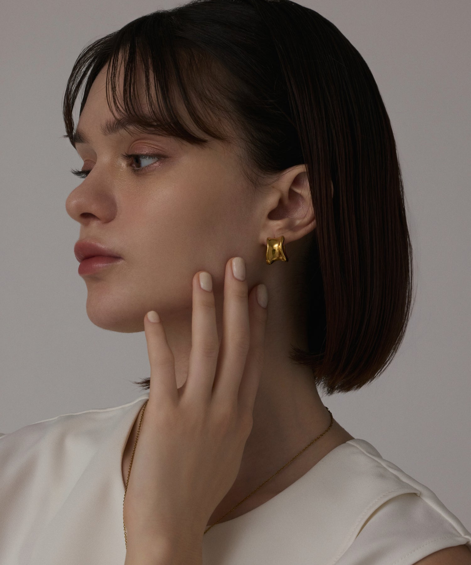 [Gold]Volume curved earrings