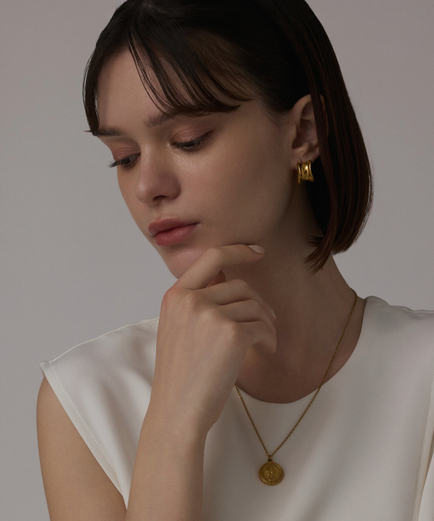 [Gold]Volume curved earrings
