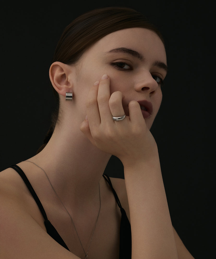 [Silver] Cylinder Earrings