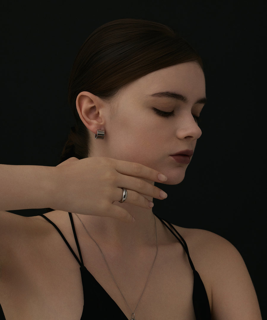 [Silver] Cylinder Earrings