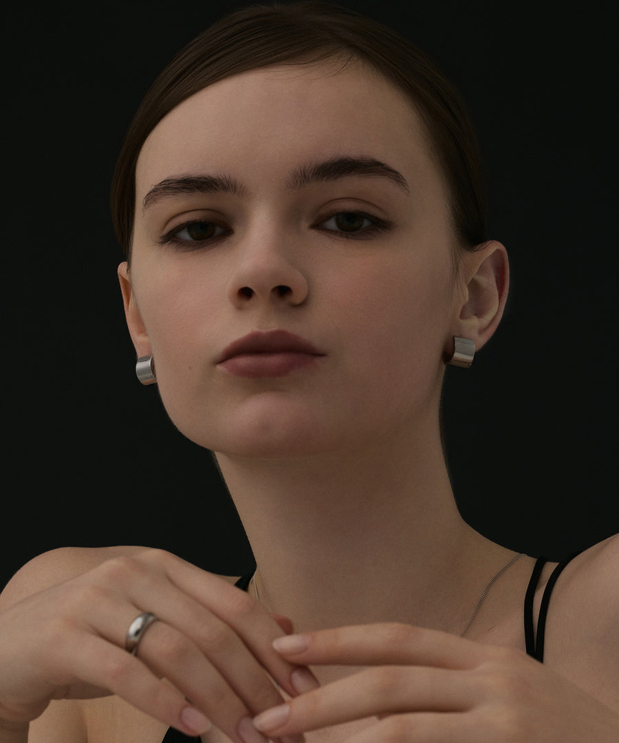 [Silver] Cylinder Earrings