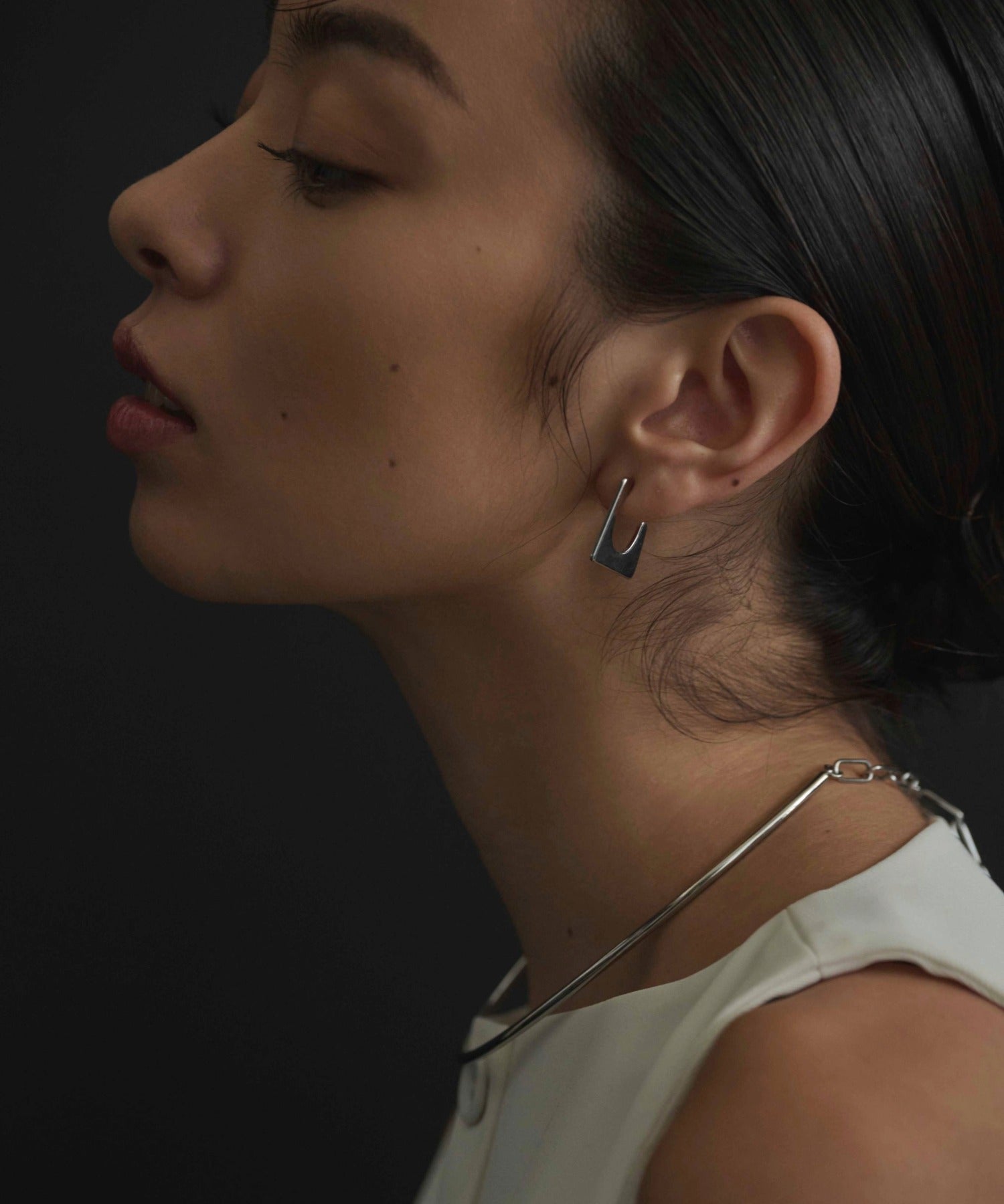 シルバー]パネルフープピアス – CENE