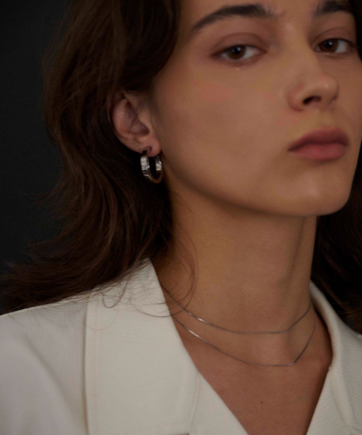 [シルバー]インダストリアルサークルピアス