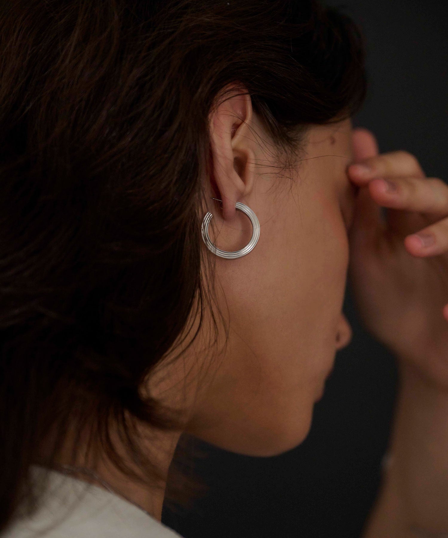 [シルバー]インダストリアルサークルピアス