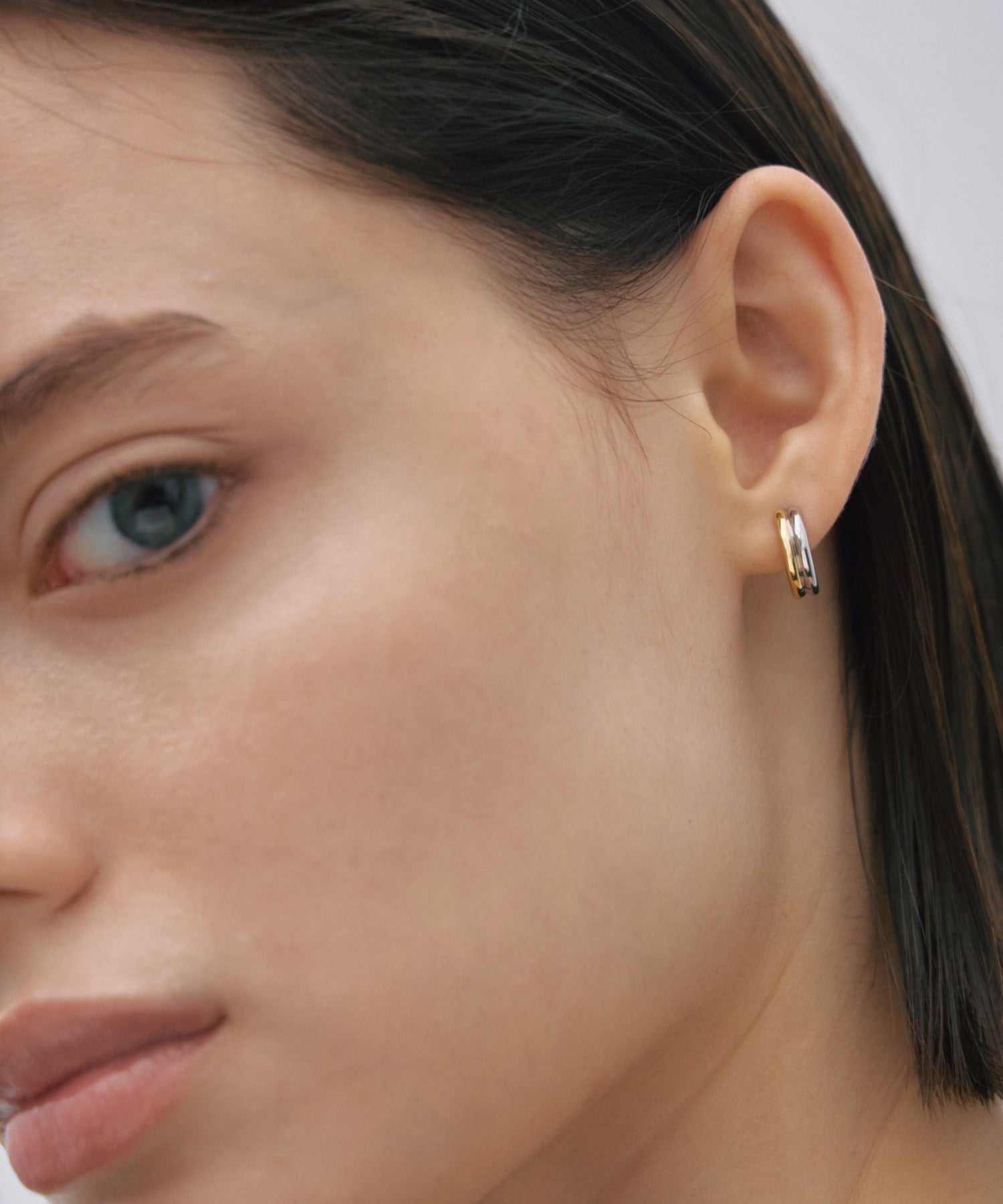 [ミックス]ツートーンミニフープピアス