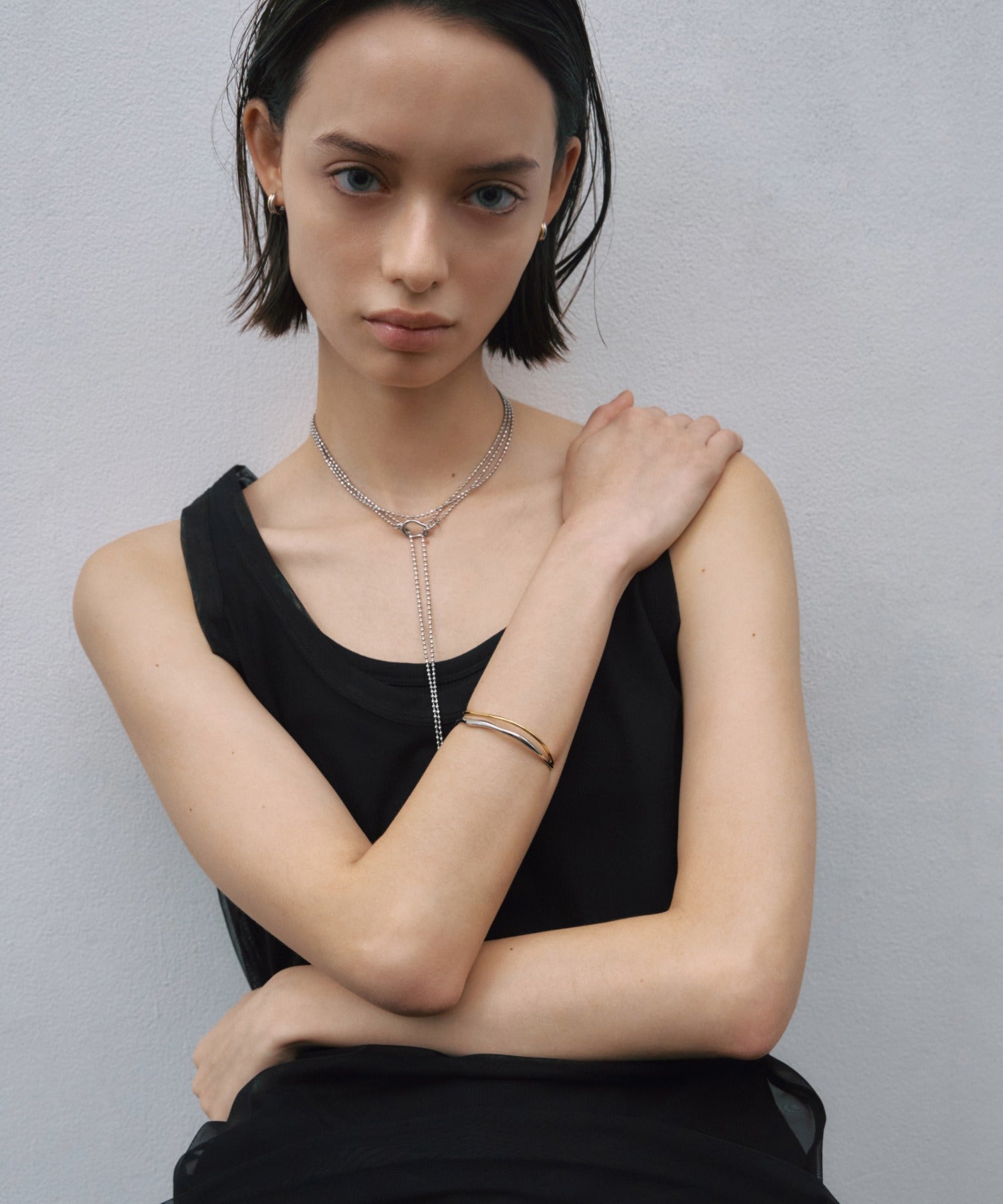 [ミックス]ツートーンミニフープピアス