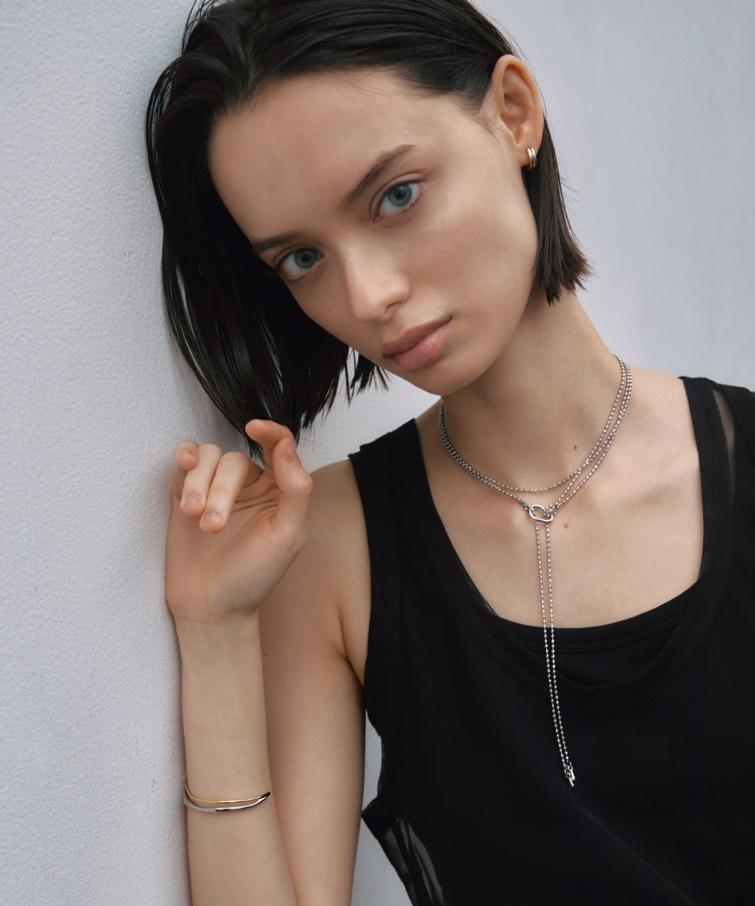[ミックス]ツートーンミニフープピアス