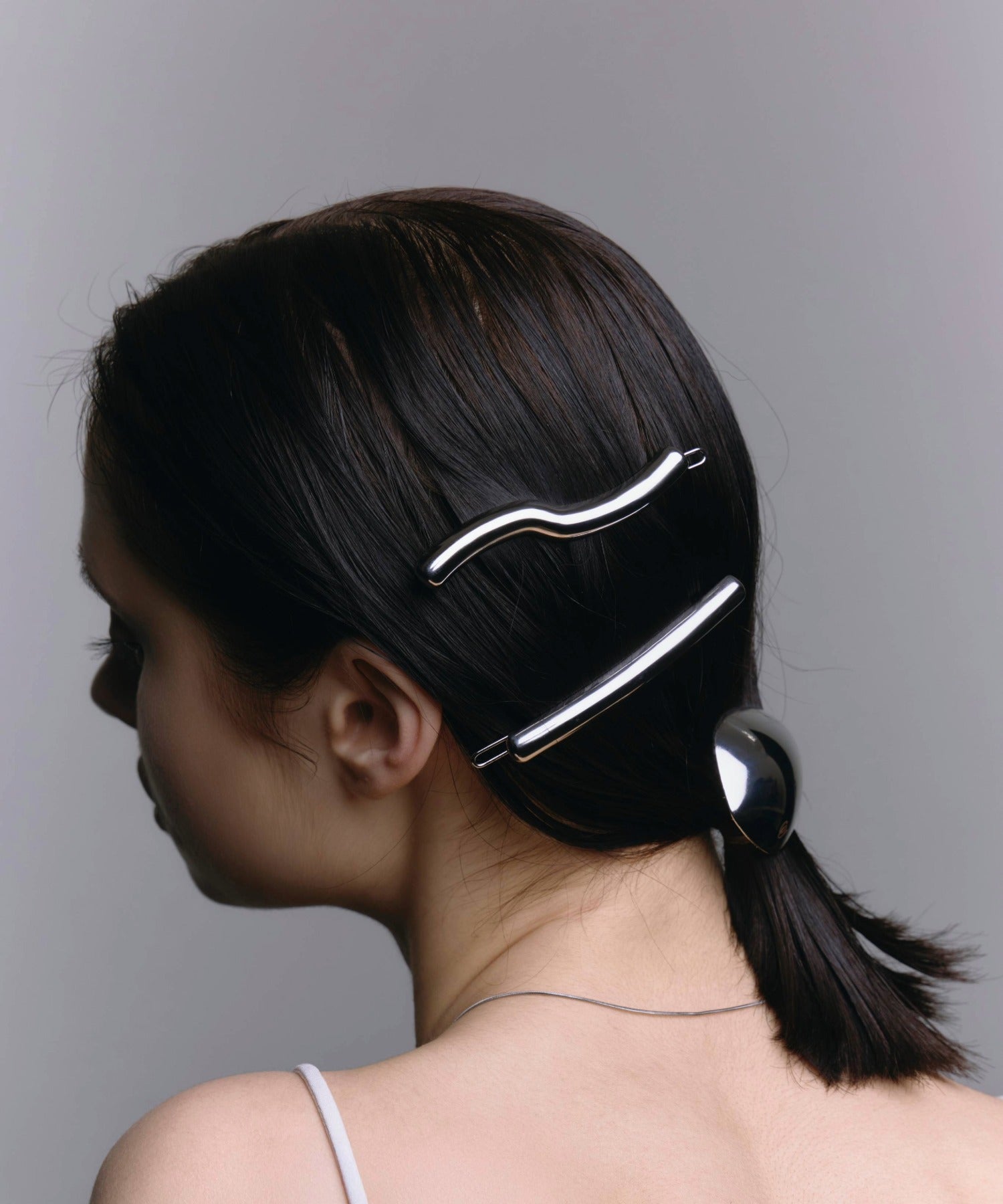 シルバー ヘアクリップ シルバー]スティックヘアクリップ