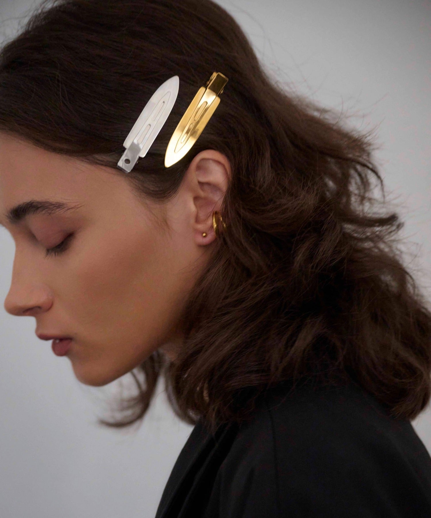 [シルバー]2Pメタルホールドヘアクリップ