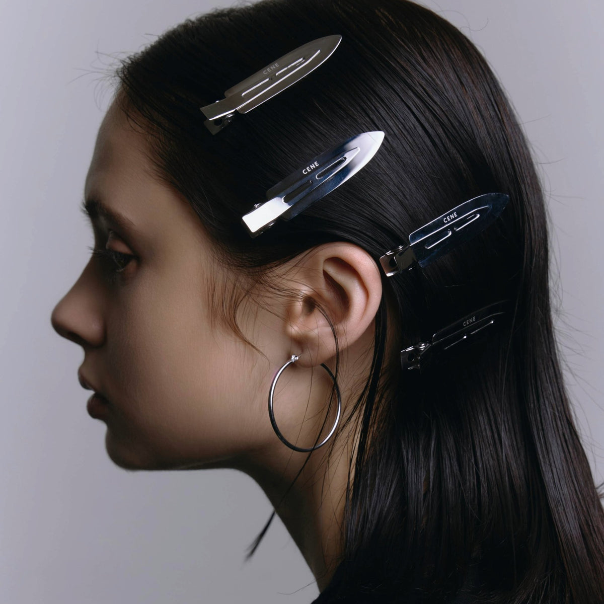 シルバー]2Pメタルホールドヘアクリップ