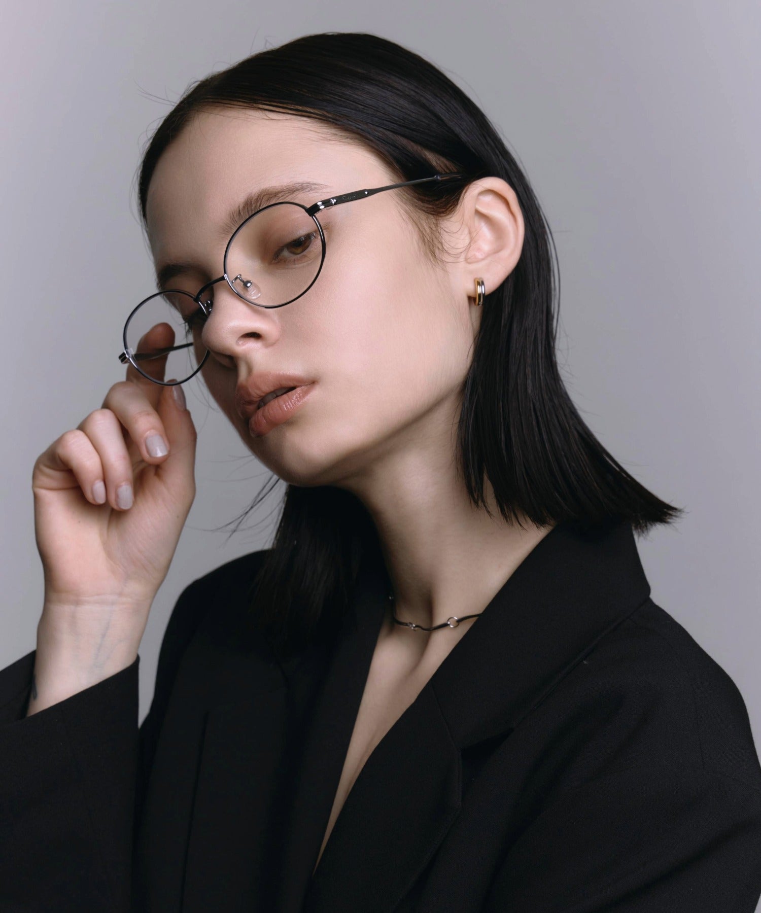 [クリア]オーバルメタルフレームアイウェア