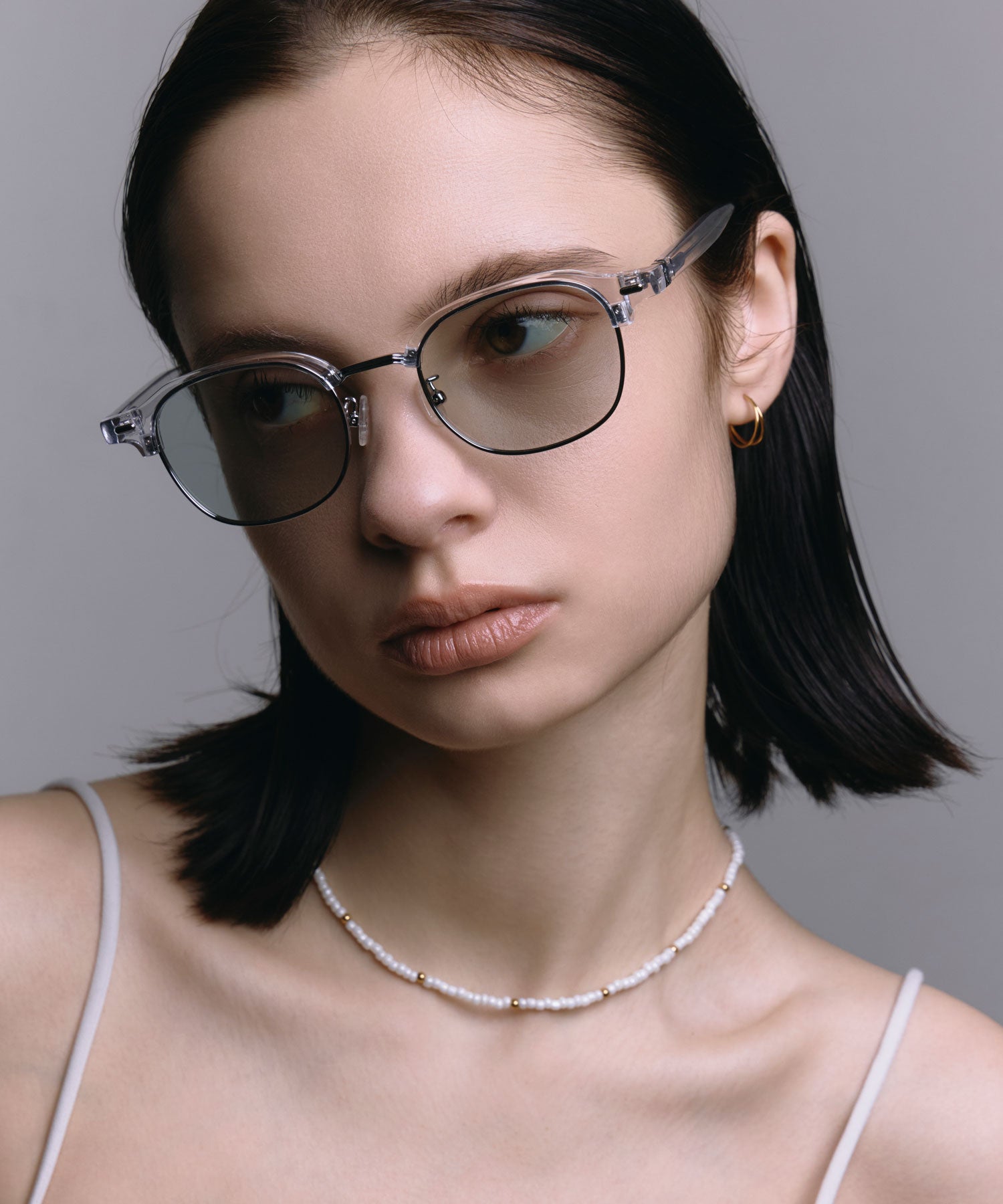 [グレー]クラシックブロウアイウェア