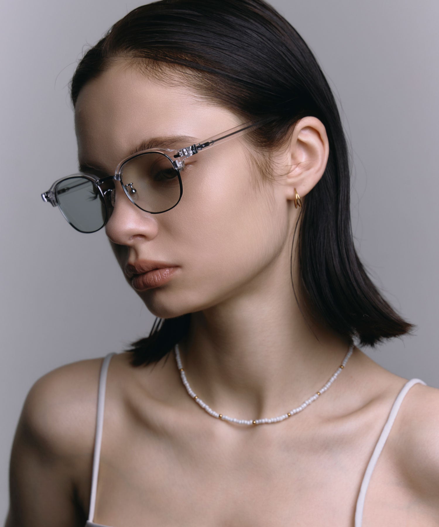 [グレー]クラシックブロウアイウェア