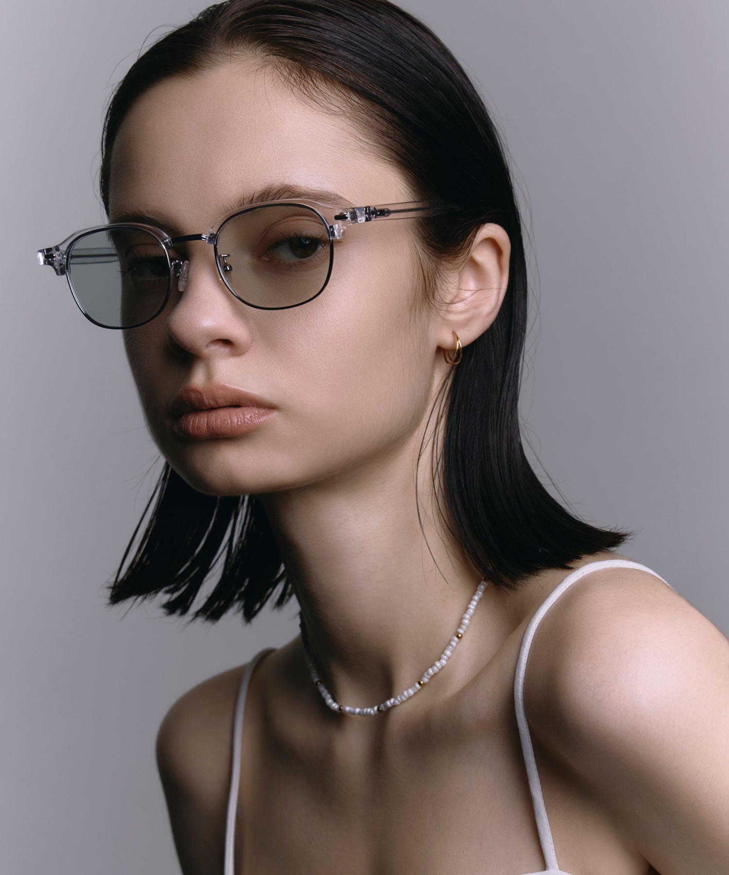 [グレー]クラシックブロウアイウェア