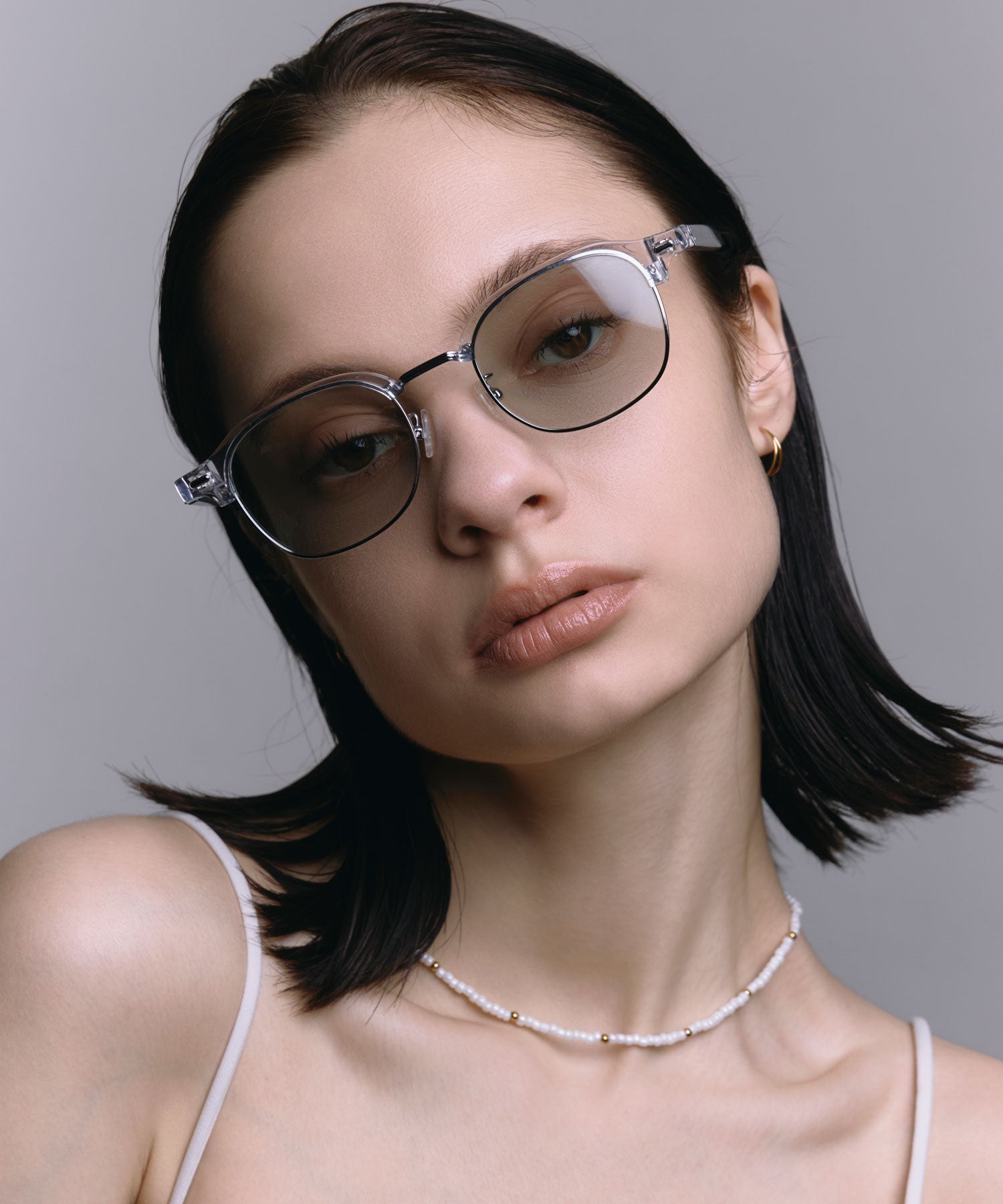 [グレー]クラシックブロウアイウェア