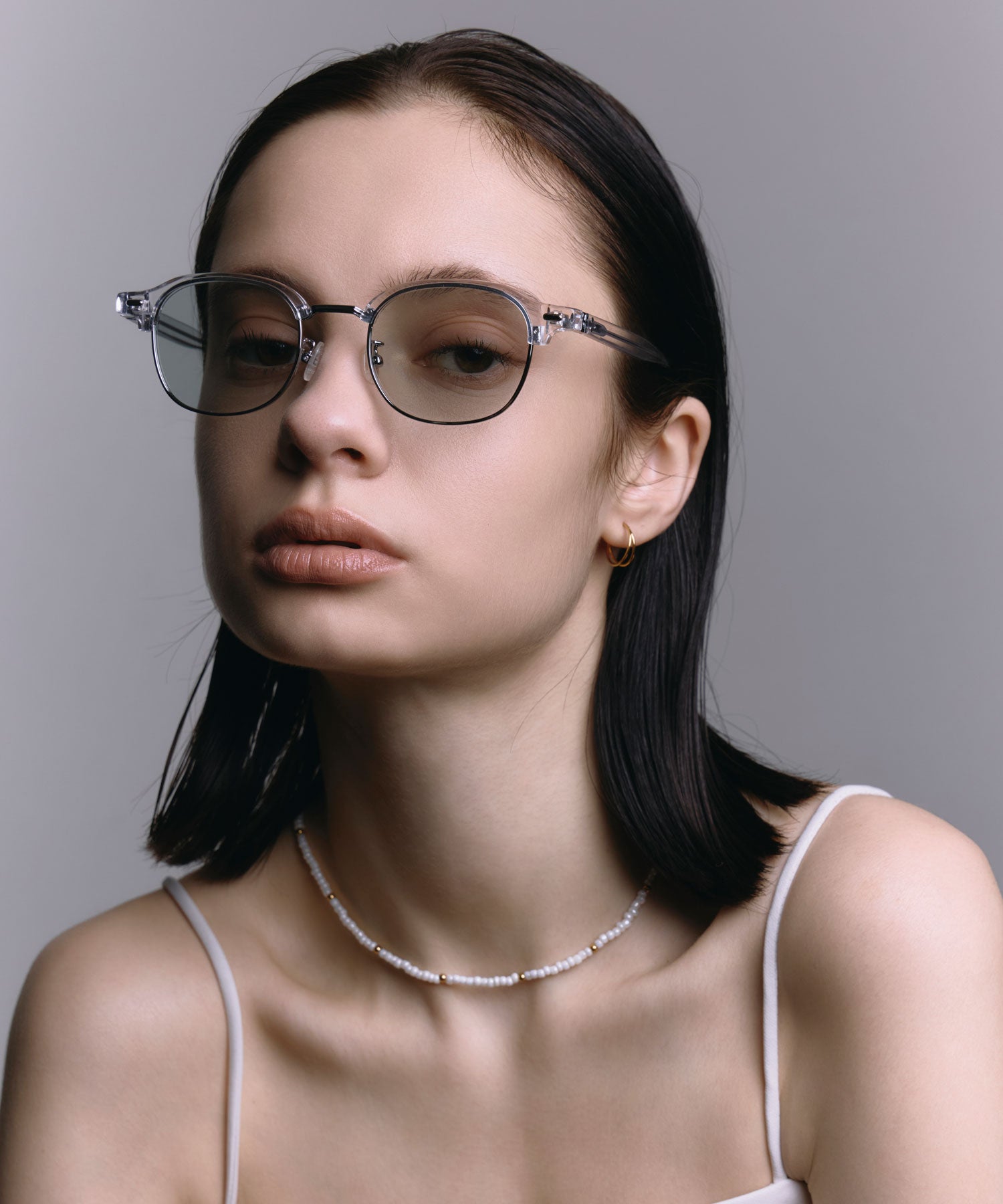 [グレー]クラシックブロウアイウェア