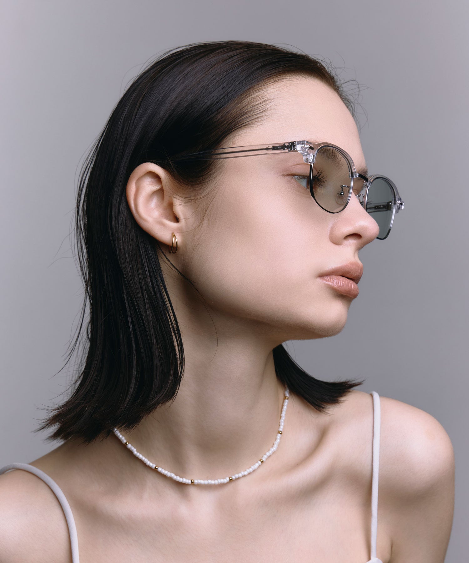 [グレー]クラシックブロウアイウェア