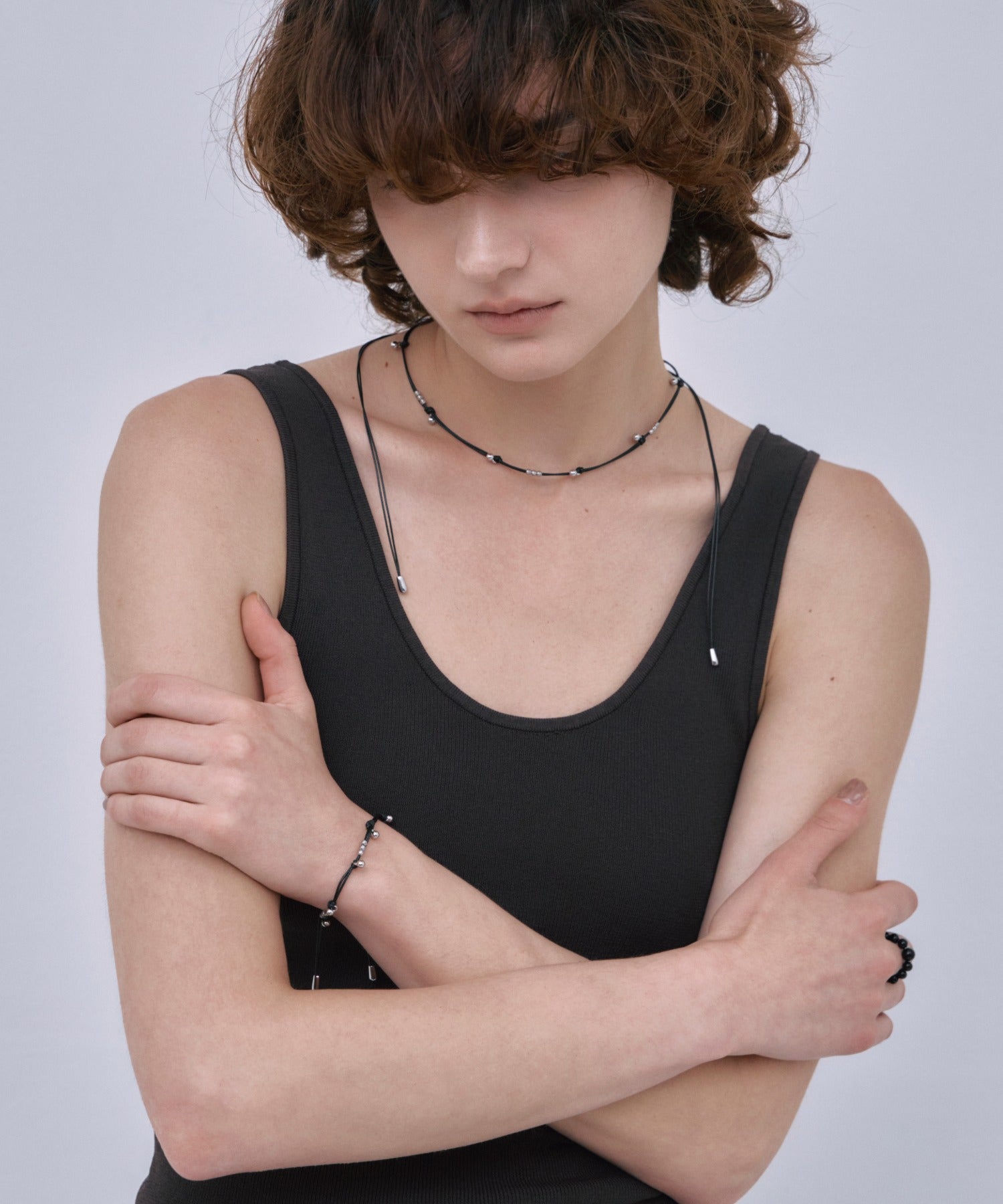 [シルバー]ドロップラインネックレス