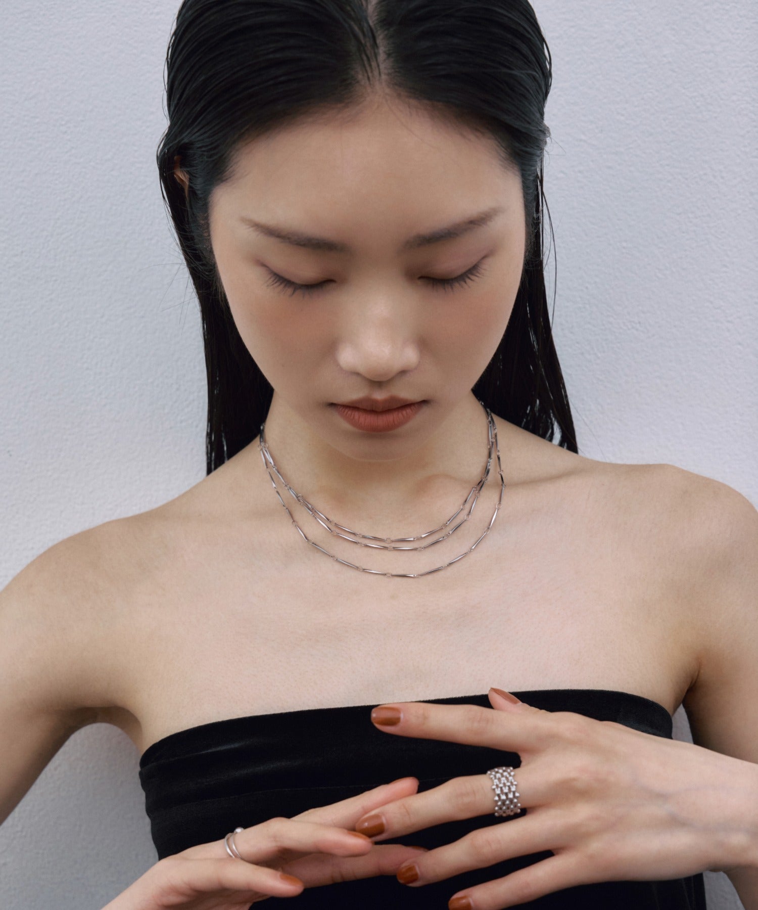 【展示会商品(9月下旬発送予定)】[シルバー]グロウボードロングネックレス
