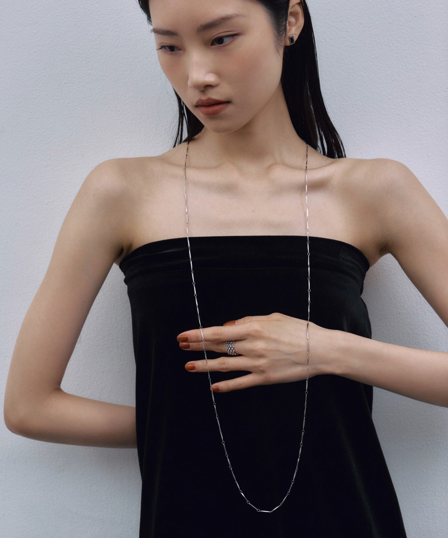 【展示会商品(9月下旬発送予定)】[シルバー]グロウボードロングネックレス