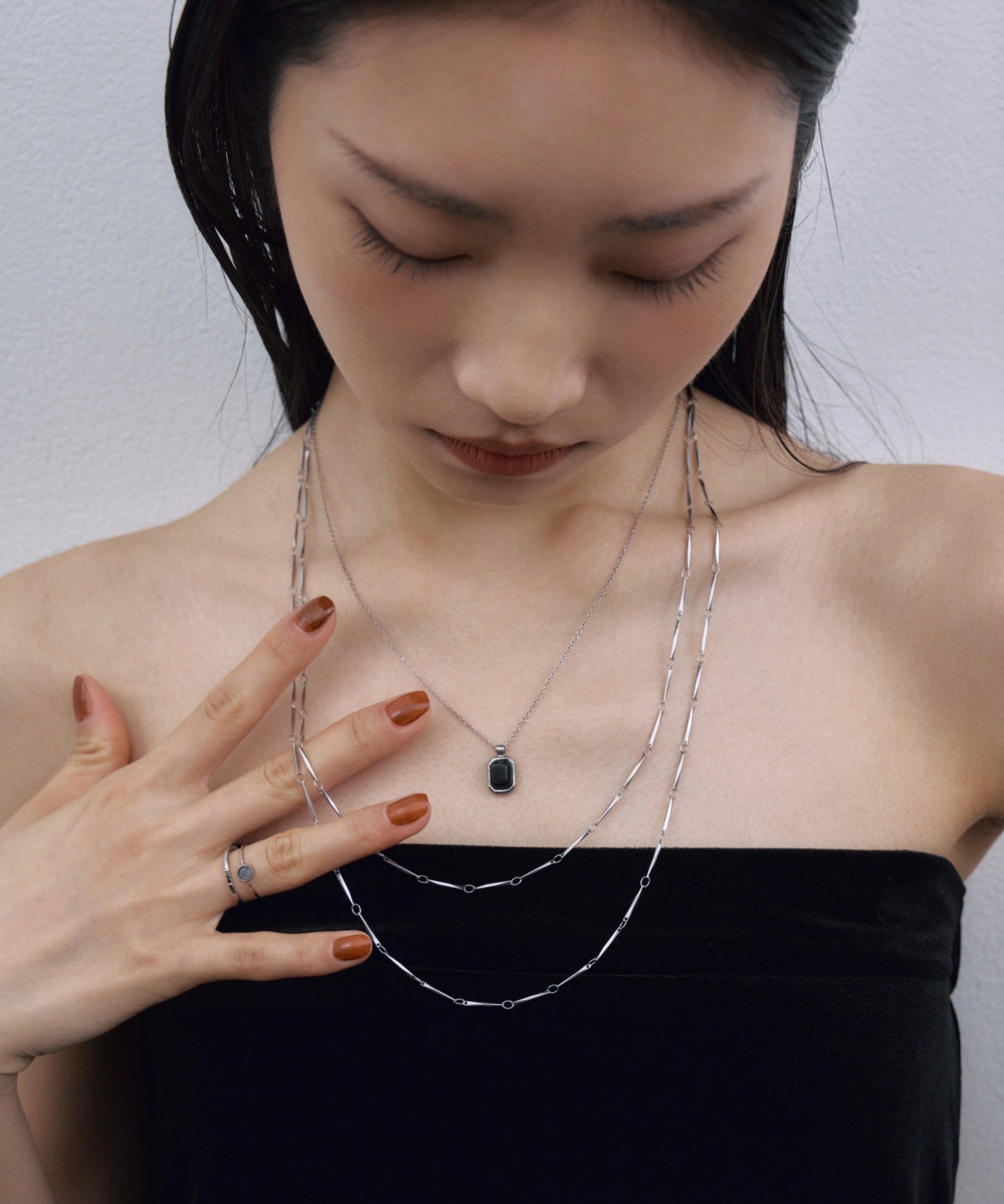 【展示会商品(9月下旬発送予定)】[シルバー]グロウボードロングネックレス