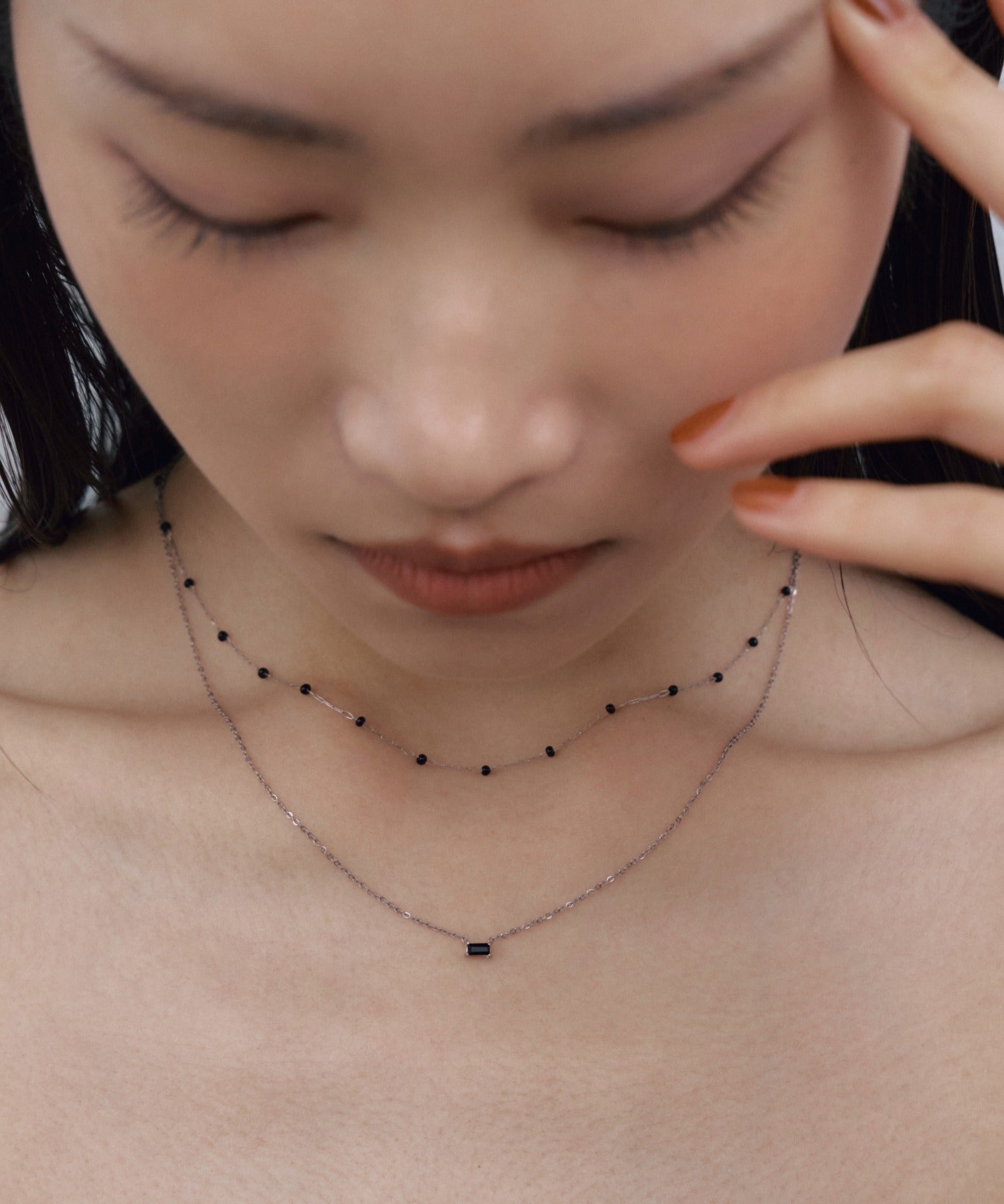 【展示会商品(9月下旬発送予定)】[シルバー]プティートエッジストーンネックレス