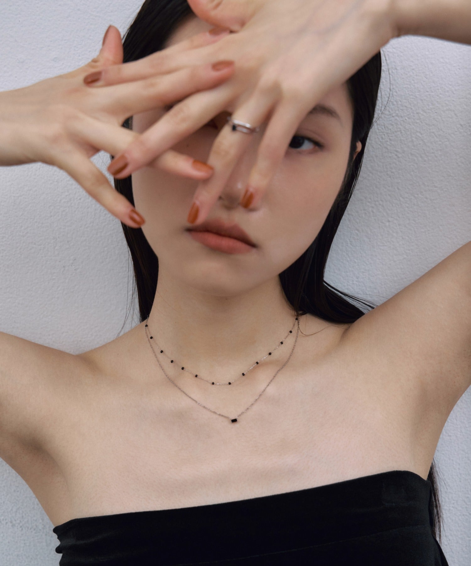 【展示会商品(9月下旬発送予定)】[シルバー]プティートエッジストーンネックレス