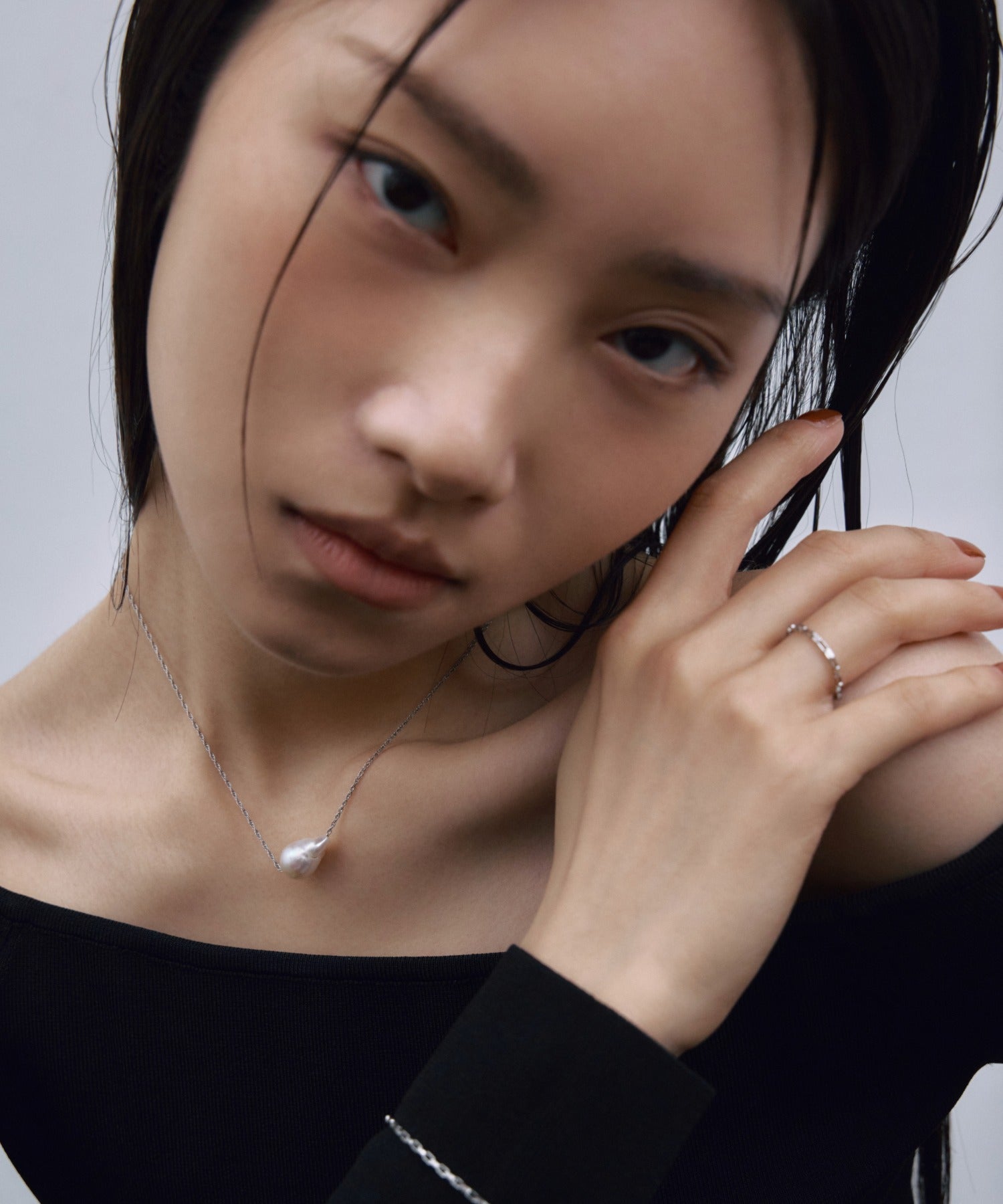 【展示会商品(9月下旬発送予定)】[シルバー]グロッセパールネックレス