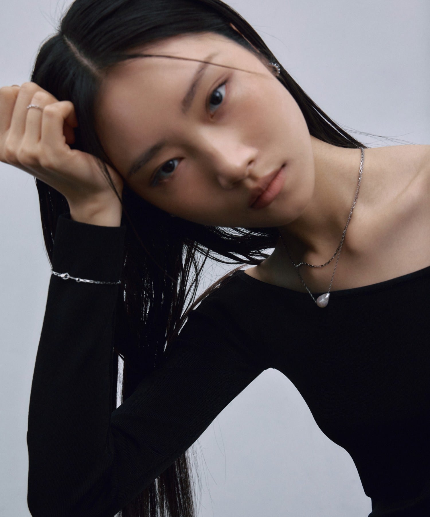 【展示会商品(9月下旬発送予定)】[シルバー]グロッセパールネックレス
