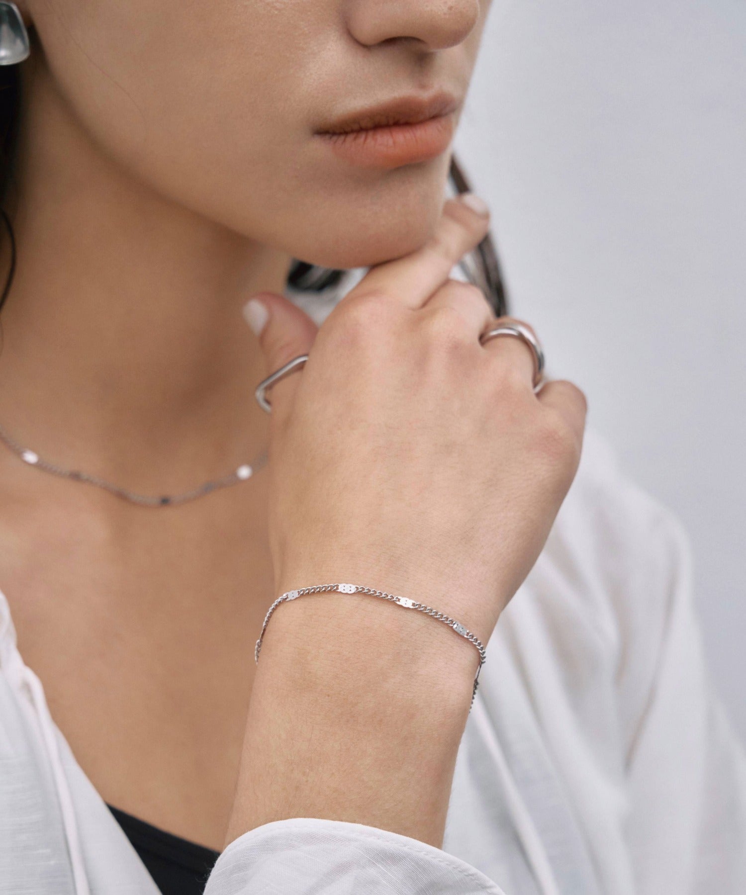 シルバー]プレスチェーンブレスレット