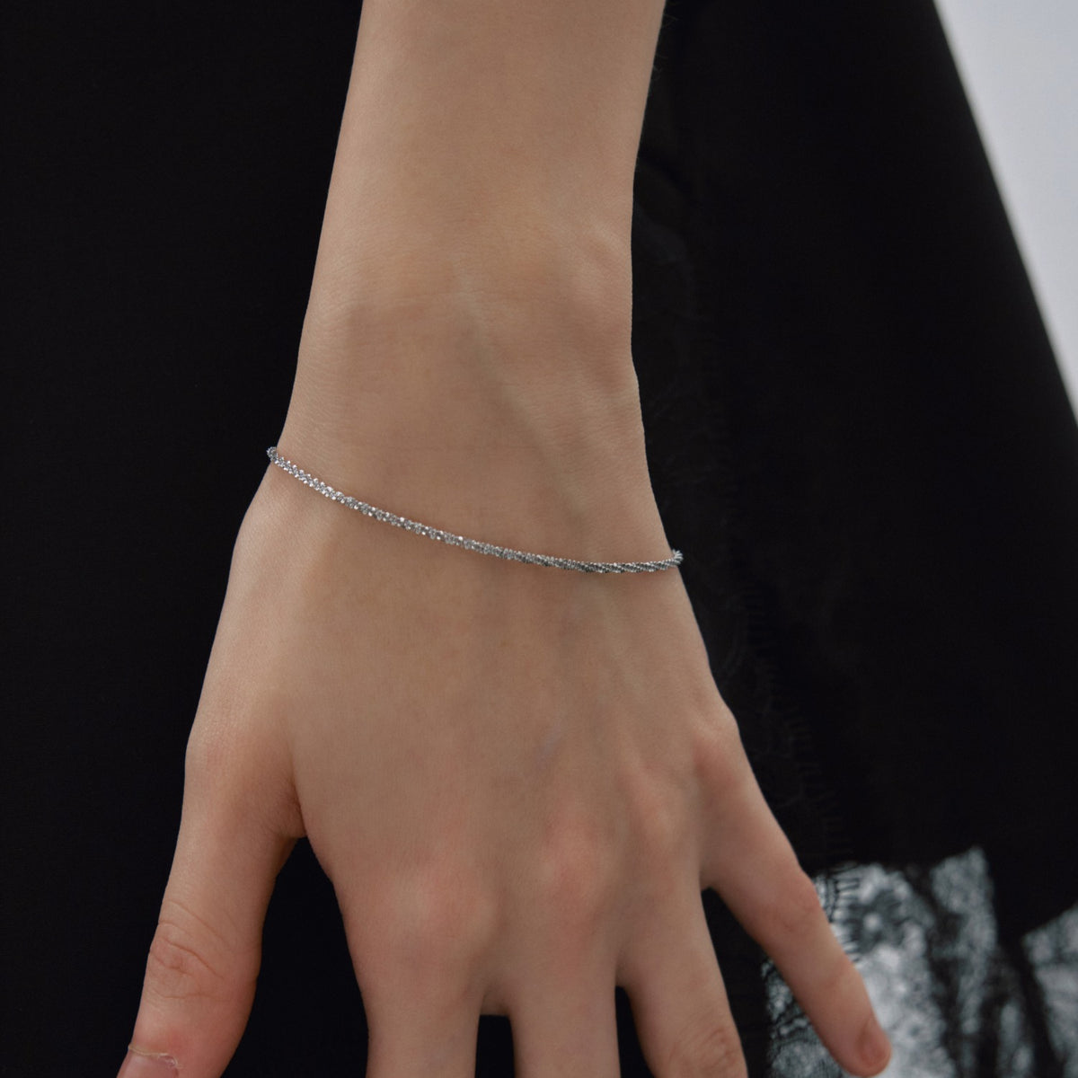 シルバー]ツイストグリッターブレスレット