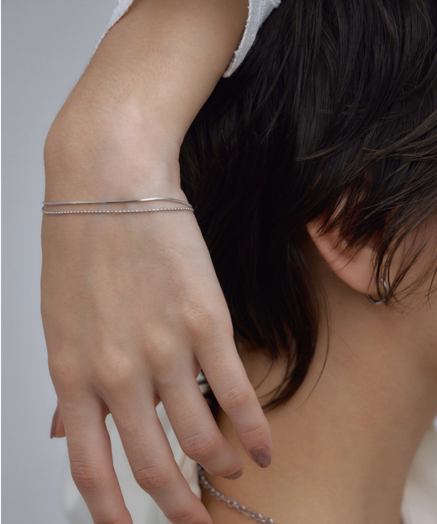 【展示会商品(10月下旬発送予定)】[シルバー]スネークボール レイヤードブレスレット