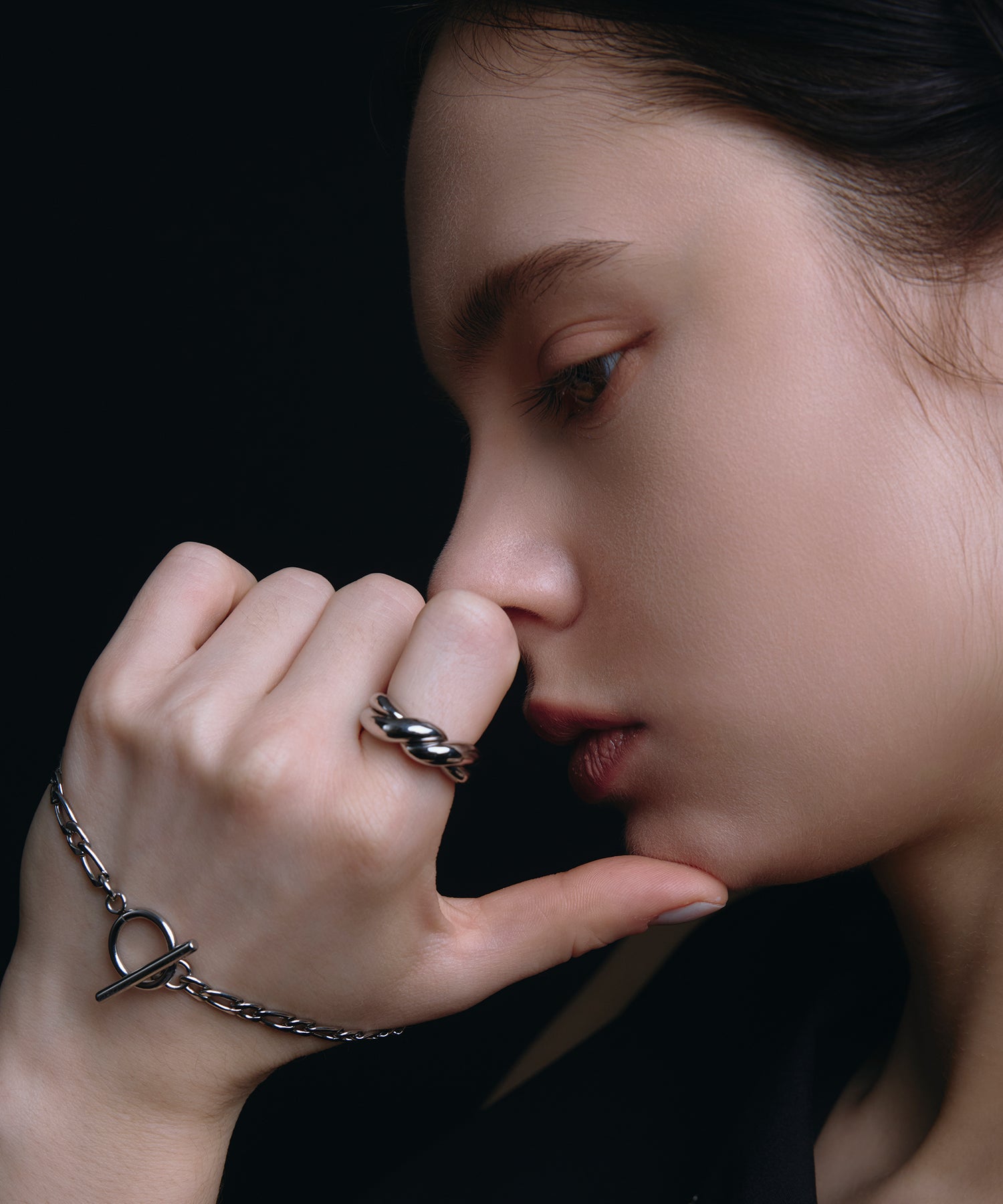 [展覽產品（預定四月底出貨）][銀色扭曲雙環