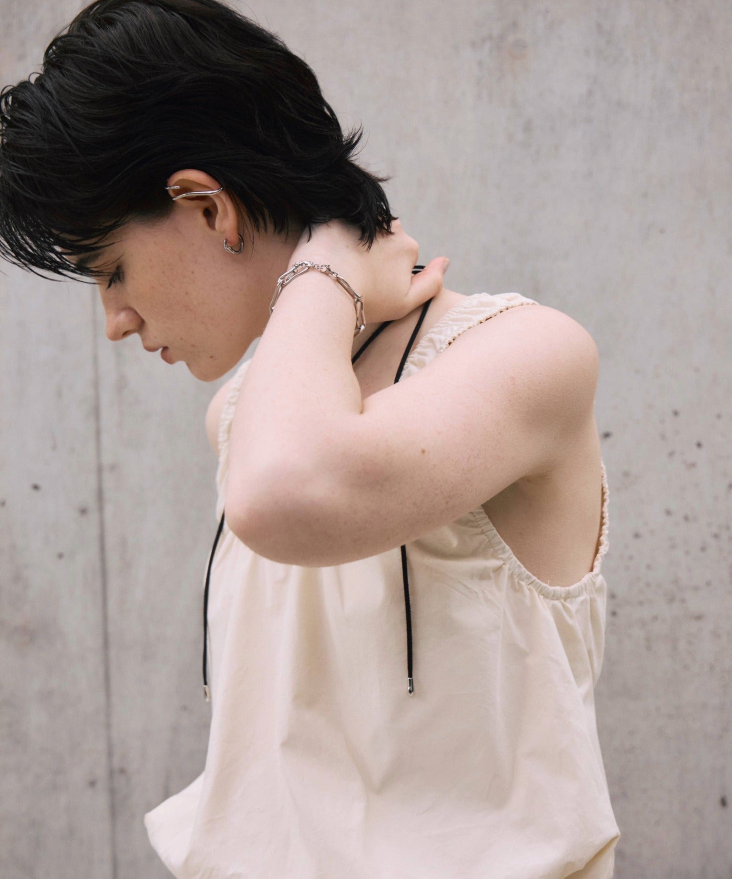 [シルバー]レイヤーフープピアス