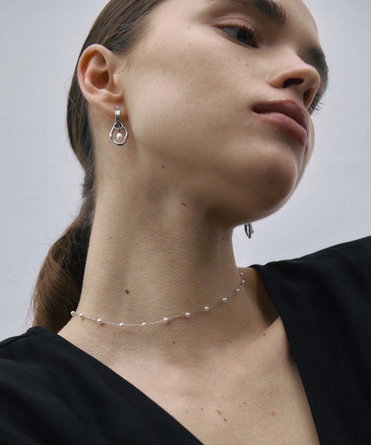 HYSFORM シルバー ピアス シルバー]フルイドパールカスタムピアス
