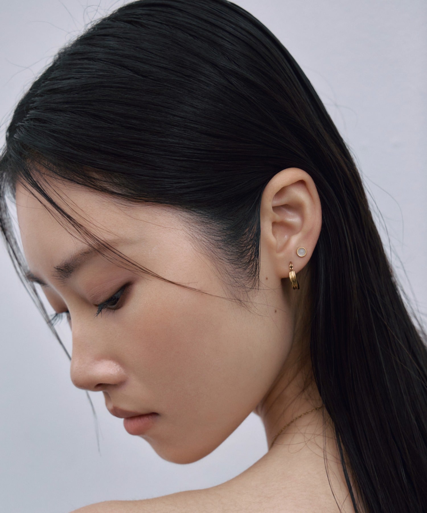 【展示会商品(9月下旬発送予定)】[ゴールド]ストーンオーブピアス