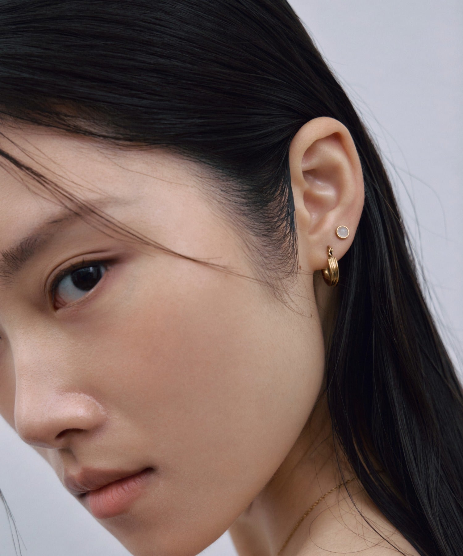 【展示会商品(9月下旬発送予定)】[ゴールド]ストーンオーブピアス