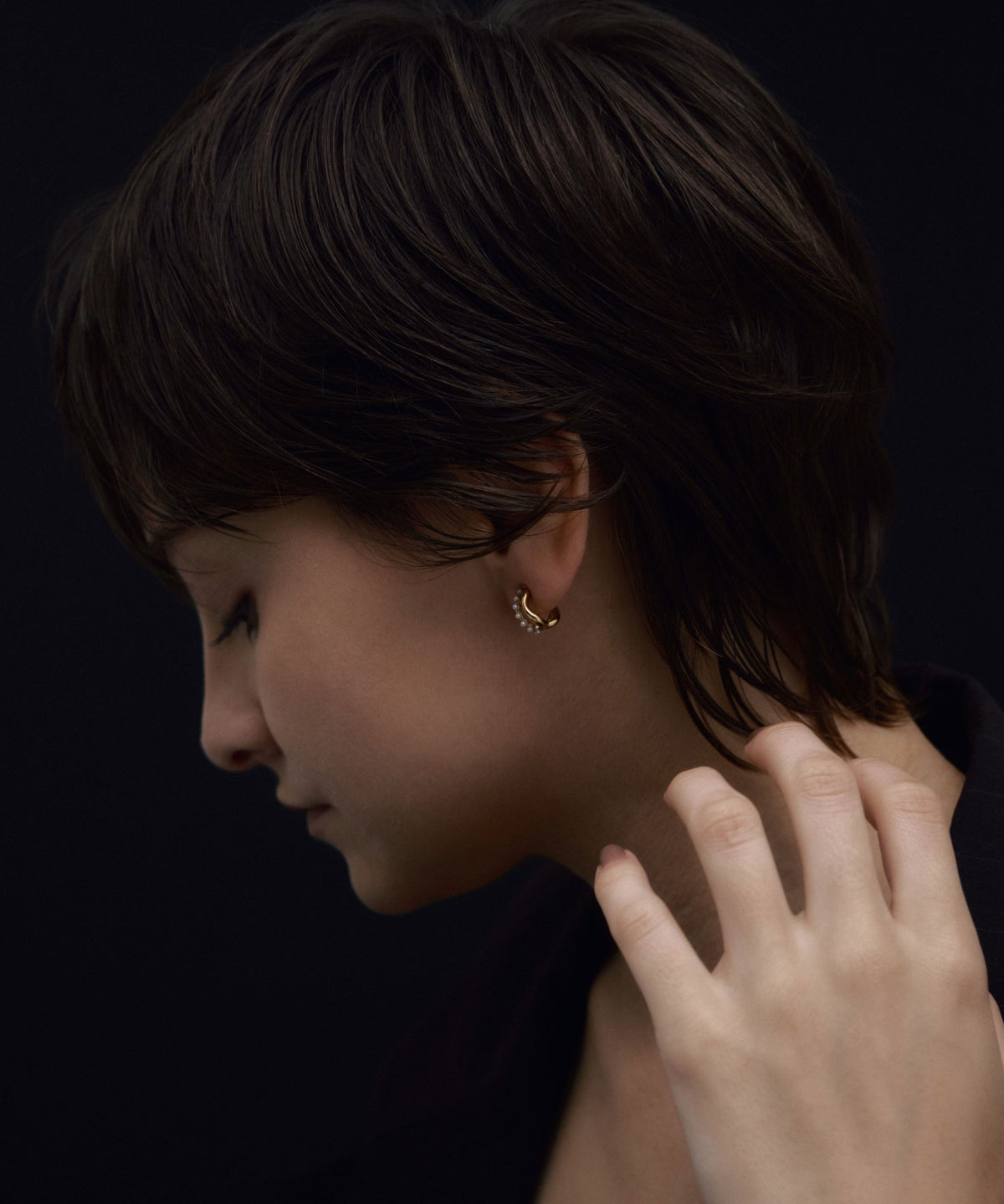 [ゴールド]カーブパールピアス