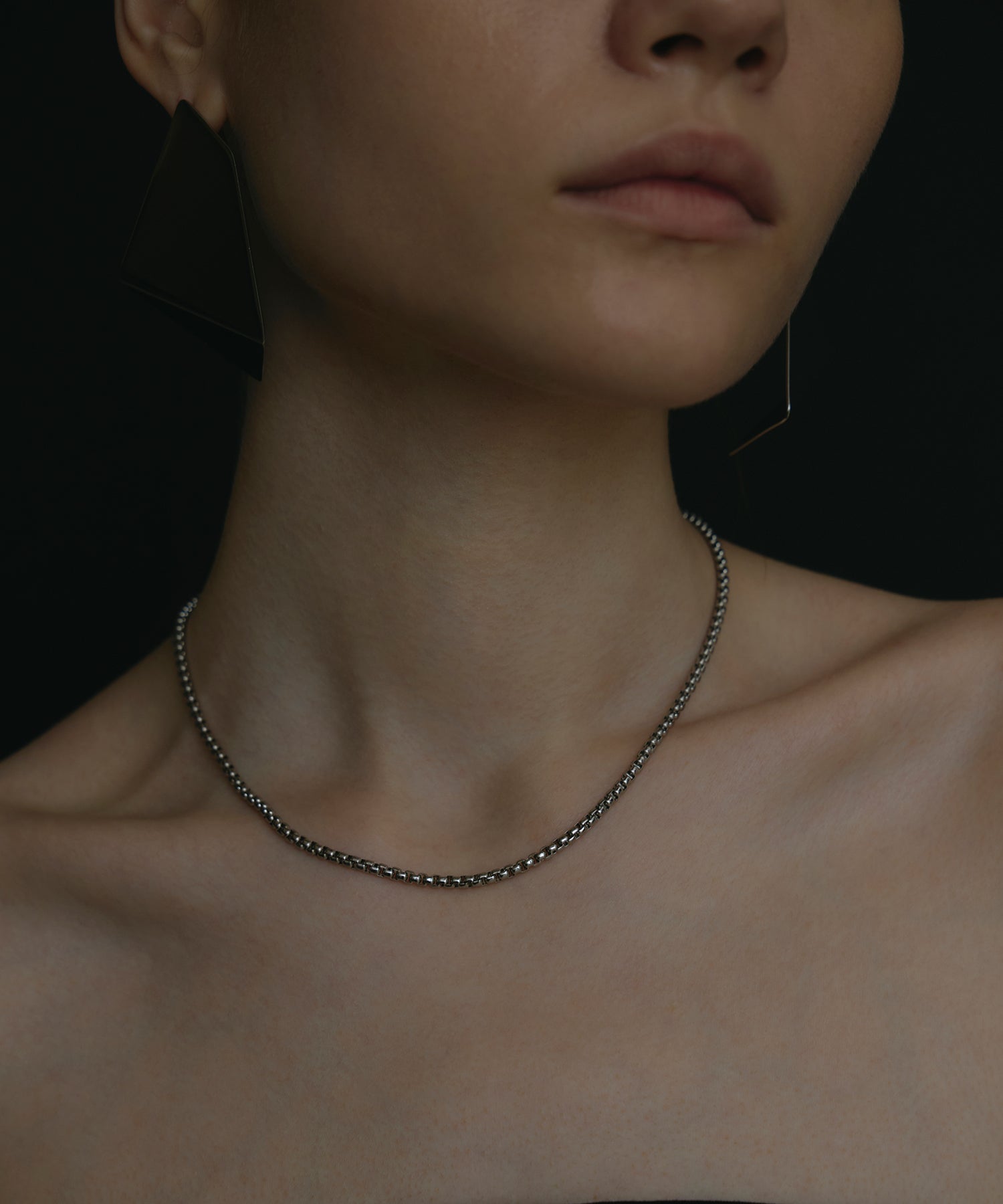 シルバー]アークボックスチェーンネックレス