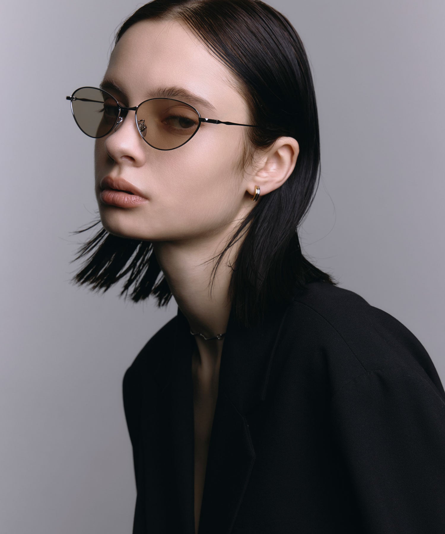 [ベージュ]カラーレンズソフトフォックスメタルフレーム