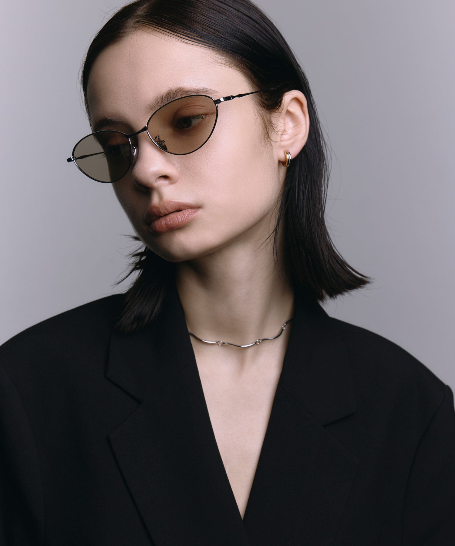 [ベージュ]カラーレンズソフトフォックスメタルフレーム