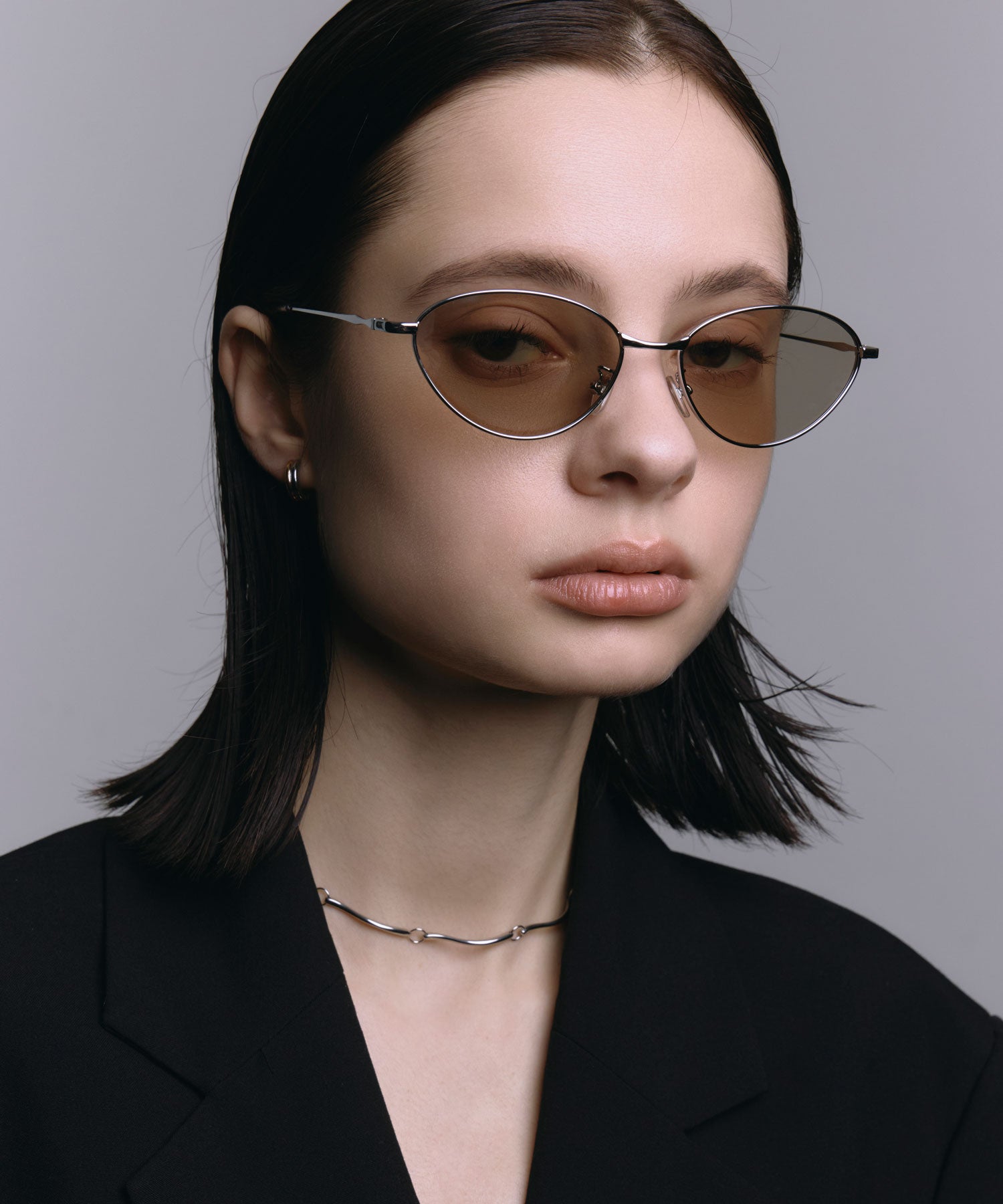 [ベージュ]カラーレンズソフトフォックスメタルフレーム