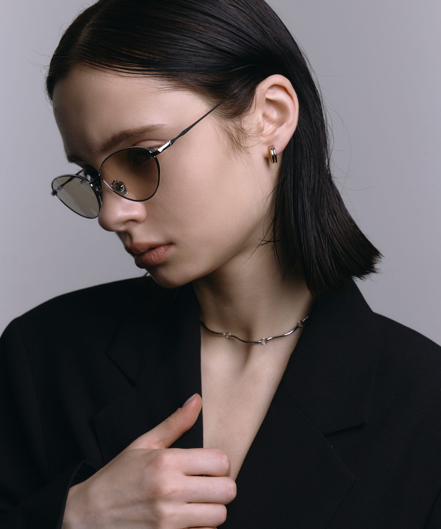 [ベージュ]カラーレンズソフトフォックスメタルフレーム