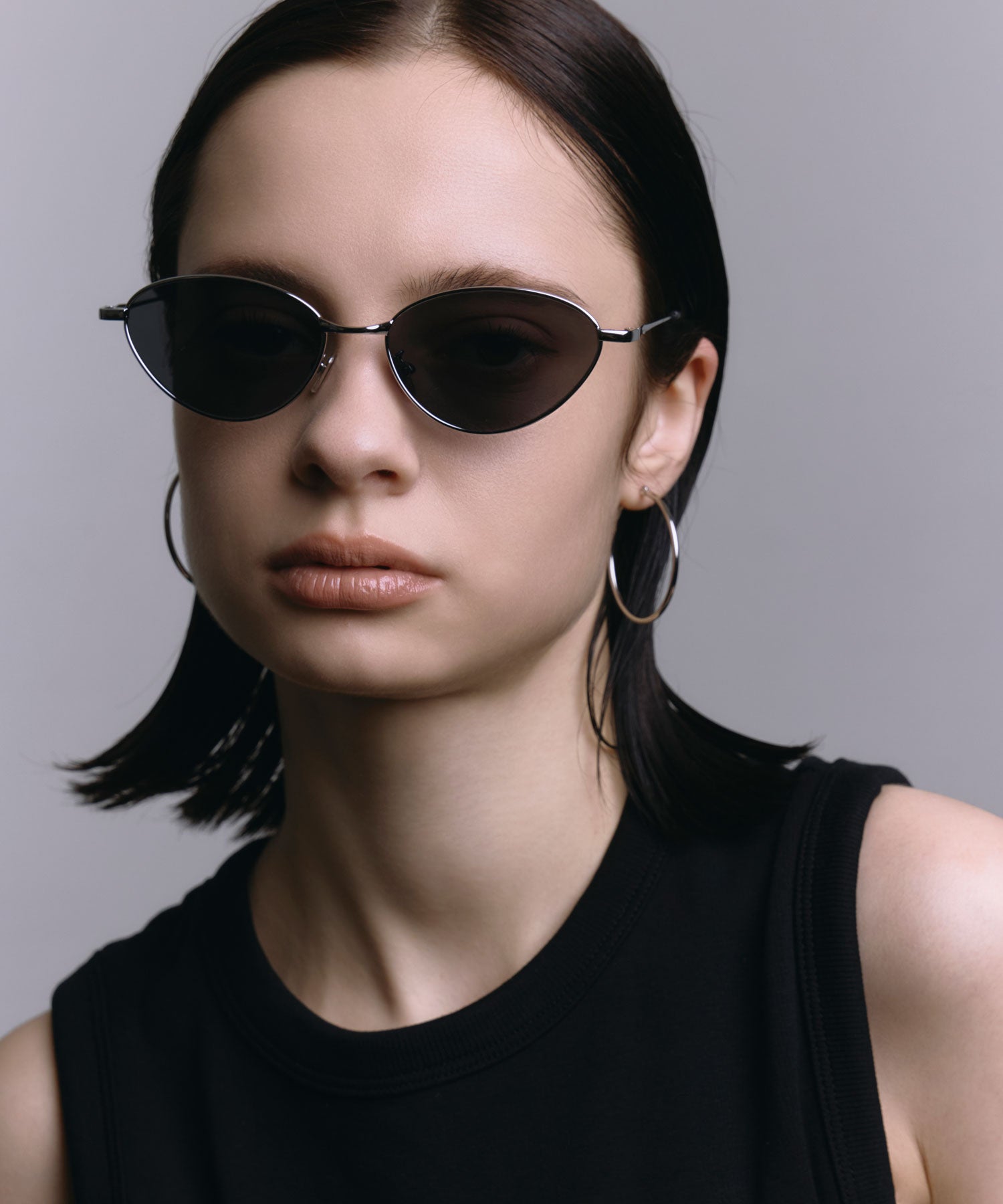 [ブラック]カラーレンズソフトフォックスメタルフレーム