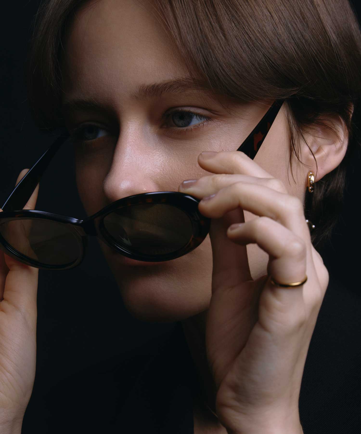 [ブラウン]カラーレンズオーバルフレーム