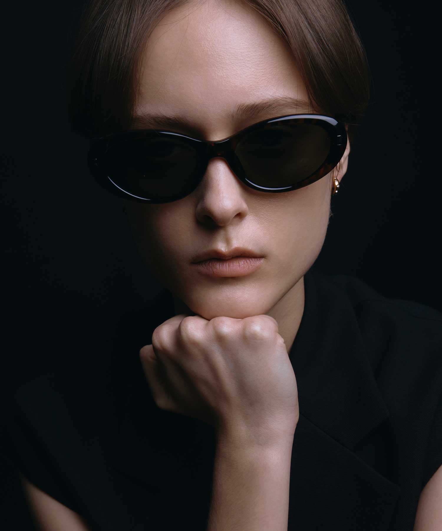 [ブラウン]カラーレンズオーバルフレーム