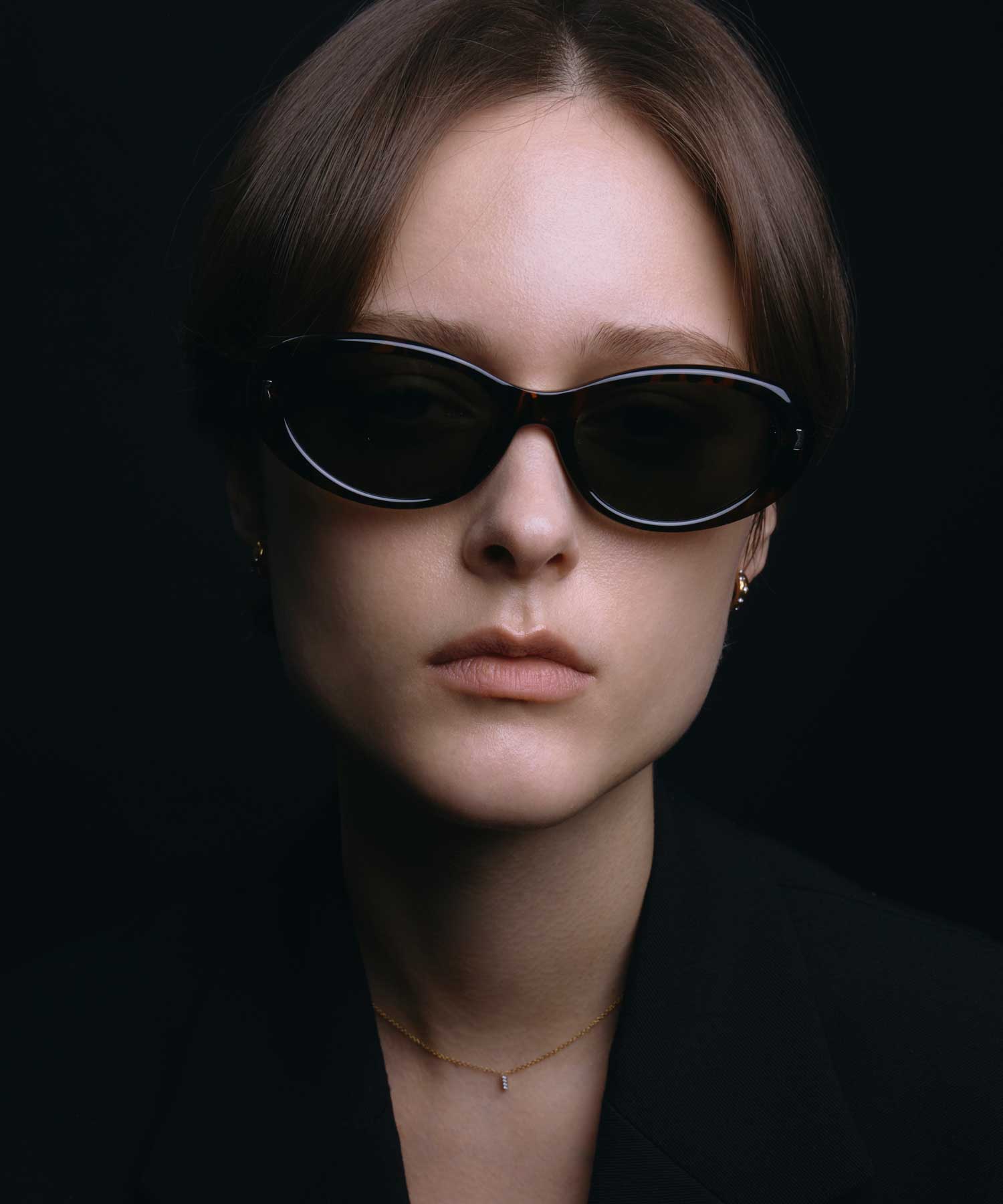 [ブラウン]カラーレンズオーバルフレーム